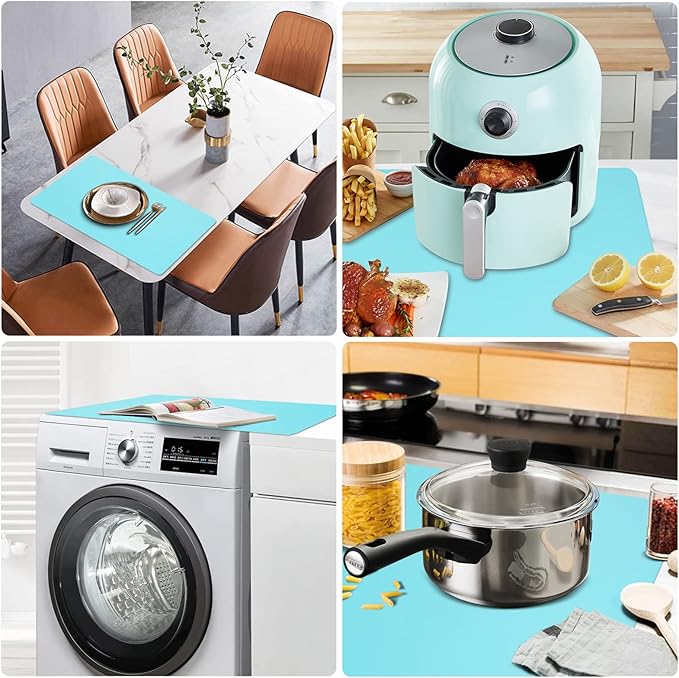 Silicone Mats for Kitchen Counter, Nonslip Silicone Mats for Crafts Countertop Protector Heat Resistant Mat (78.7” x 24” x 0.08”, Cyan)