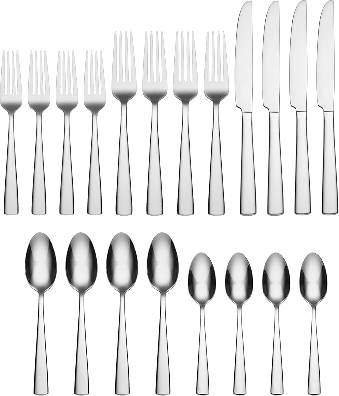 Oneida 20 Piece Everyday Nocha 20PC Flatware Set, Service for 4, Silver