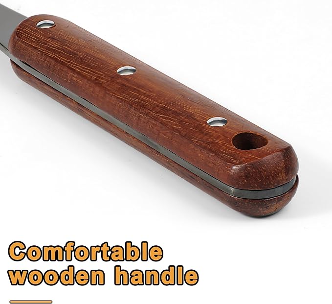 FJNATINH Stainless Steel Wok Spatula and Ladle Tool, Mirror Polished Cooking Utensils Set Metal Wok Accessories with Wooden Handle,Easy to Clean Kitchen Utensils,Black