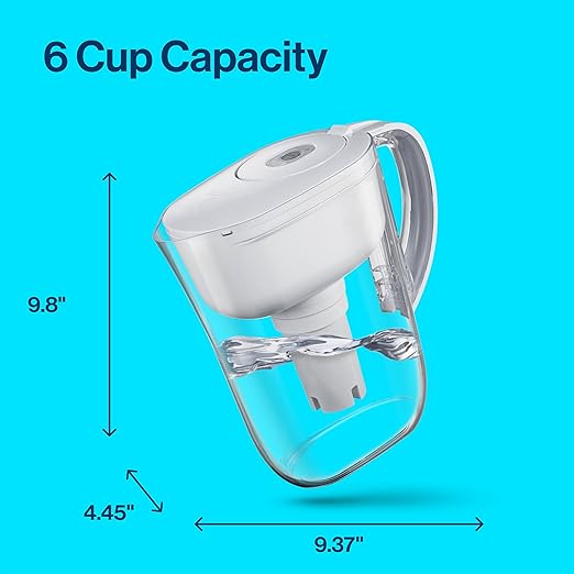 Brita Metro Water Filter Pitcher with SmartLight Change Indicator, BPA-Free, Replaces 1,800 Plastic Water Bottles a Year, Lasts Two Months, Includes 1 Filter, Small - 6-Cup Capacity, White