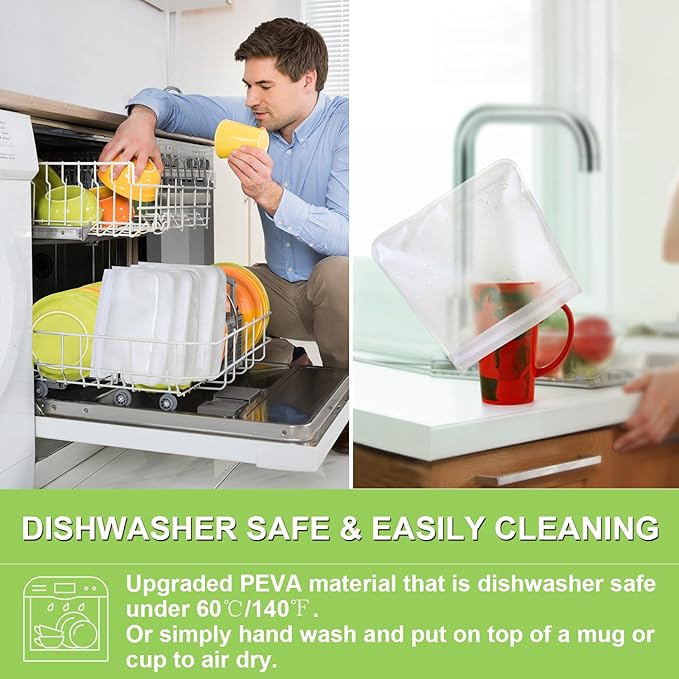 SPLF 10 Pack Reusable Sandwich Bags, Reusable Quart Bags Extra Thick Leak-proof Freezer Bags Bpa and Silicone Free for Marinate Meats, Cereal, Sandwich, Travel Items, Home Organization