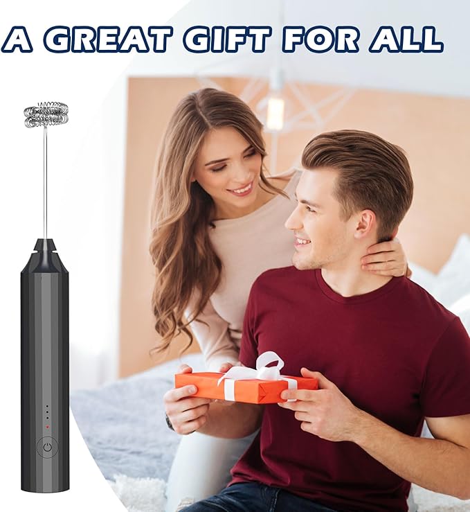 Milk Frother-Handheld Electric Whisk for Coffee, Latte, Matcha, and Hot Chocolate (Plastic body-Built in 1200mAh lithium battery, USB rechargeable) Drink Mixer Handheld, Lightweight & Portable