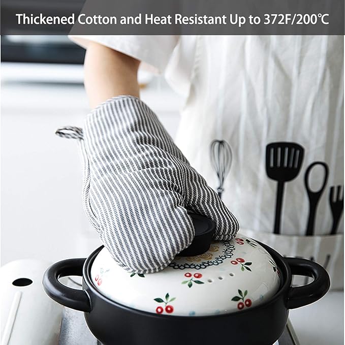 4Pcs Oven Mitts and Pot Holders, Heat Resistant Oven Mitts Set with Pothholder,Heat Resistant Microwave Gloves Safe for Baking,Cooking, BBQ