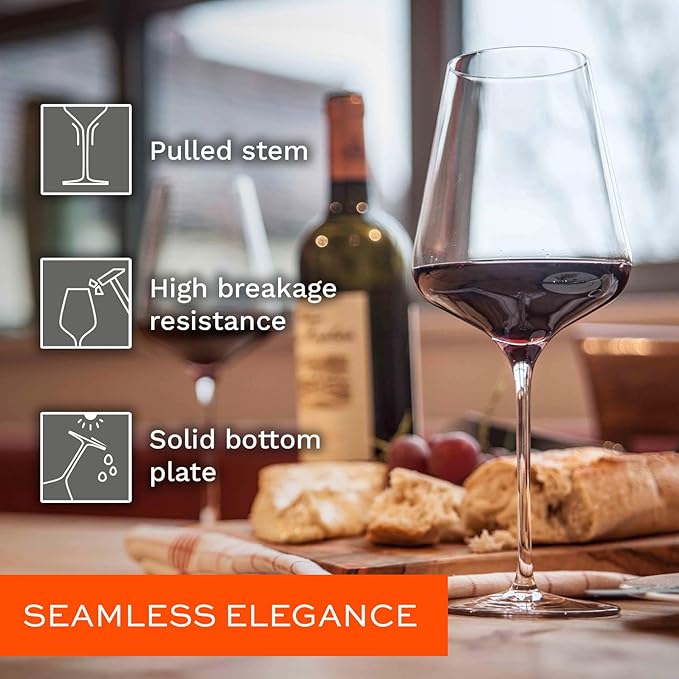 Stölzle Lausitz Red Wine Glasses 4 Set (QUATROPHIL). Dishwasher Safe Red Wine Glasses (20 fl oz). Durable Crystal Glasses - Genuine Stölzle Wine Glass