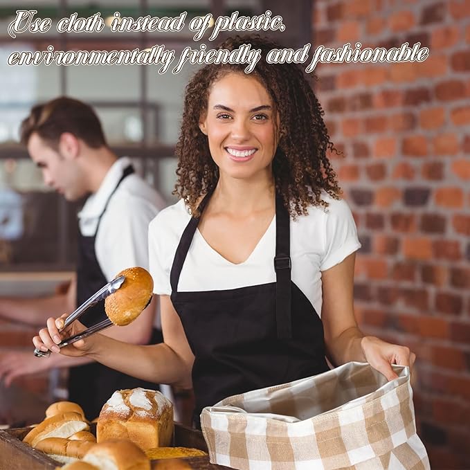 2 Pcs Lined Bread Bags for Homemade Sourdough Bread Reusable Storage Bag with Plastic 13 * 17 Inch Lined Saver Container Bag Cotton Homemade Bags(Classic Style)