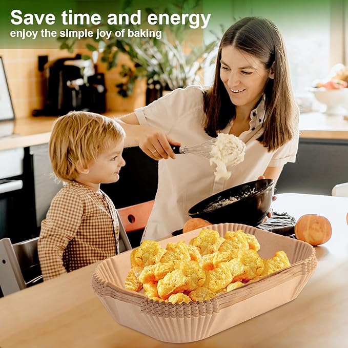 Air Fryer Liners Disposable, 200 pcs Rectangle Air Fryer Parchment Paper Sheets Air Fryer Accessories for Ninja SL401 DoubleStack XL 2-Basket Air Fryer