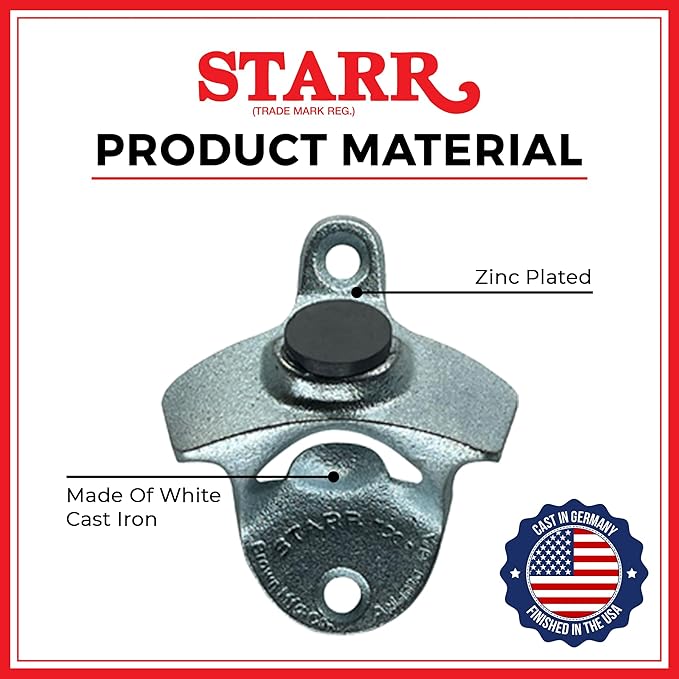 STARR "X" Abre Cerveza Aqui Wall Mounted Bottle Opener – Heavy Duty Metal Bottle Opener for Home Bar, Kitchen, Man Cave, or Patio, Silver