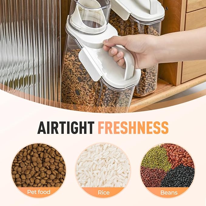 Clear Airtight Food Storage Containers, Transparent Cereal Dry Food Storage with Pouring Spout, for Flour, Sugar and Cereal (95oz Green)