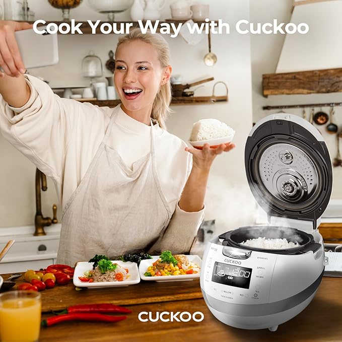 CUCKOO CRP-BHSS0609F 6-Cup (Uncooked) / 12-Cup (Cooked) Induction Heating Pressure Rice Cooker with Nonstick Inner Pot, 16 Menu Modes, Fuzzy Logic Tech, 3 Voice Guide, Auto Clean (White)