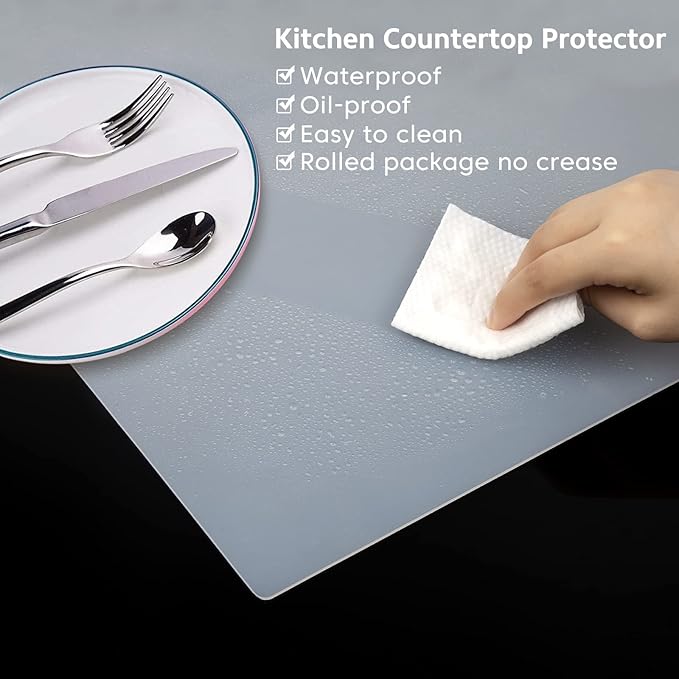 Silicone Mats for Kitchen Counter Thicker Extra Large Heat Resistant Mats Countertop Protector Liners for Bottom of Oven Air Fryer Coffee Maker, 24" x 16" x 2 mm, Translucent