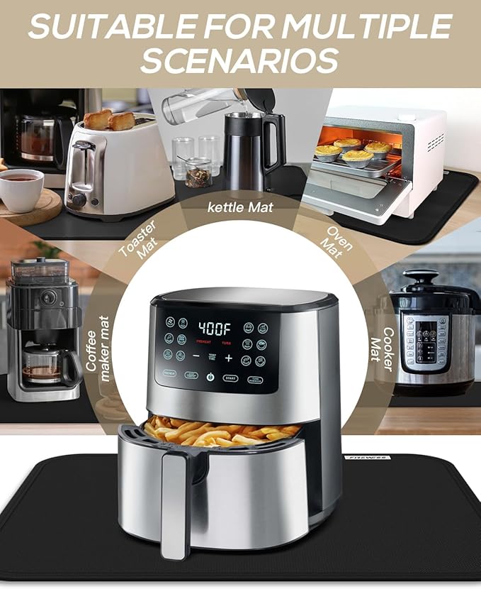 2pack Heat Resistant Mat for Countertop, 15x18in Hot Pads for Kitchen Countertop Protector,Silicone Heat Resistant Mat for Air Fryer, Deep Fryer, Oven