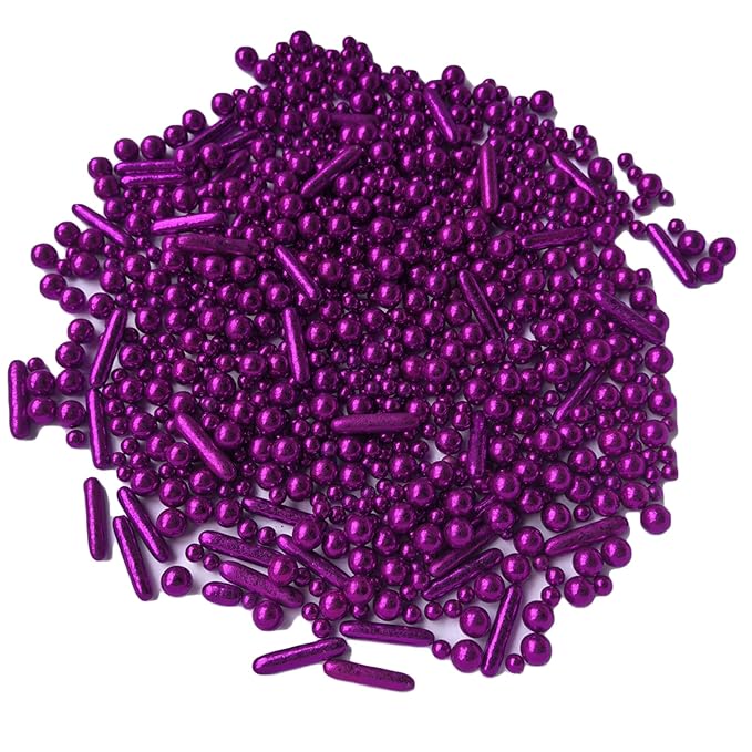 Sprinkles Purple Pearl Sugar Candy Mix Size Baking Cake Decorations Cupcake Toppers Celebrations Shaker Jar Wedding Shower Party (130g/4.2oz）