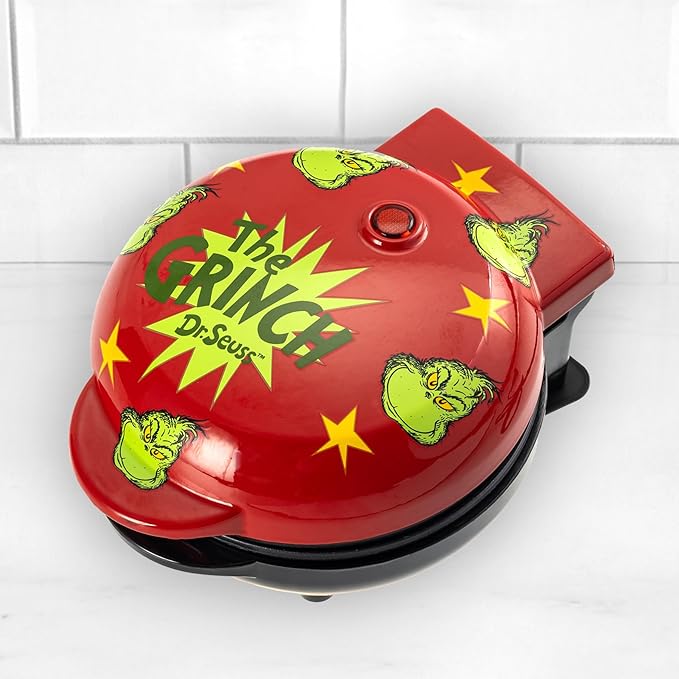 Uncanny Brands Dr. Seuss Grinch Mini Waffle Maker - Small Kitchen Appliance