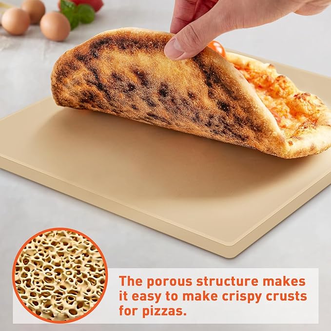 Pizza Stone for Oven and Grill, 12 Inch Square Baking Pan, Heavy Duty Small Cordierite Pizza Grilling Stone, Thermal Shock Resistant, Includes Durable Metal Scraper