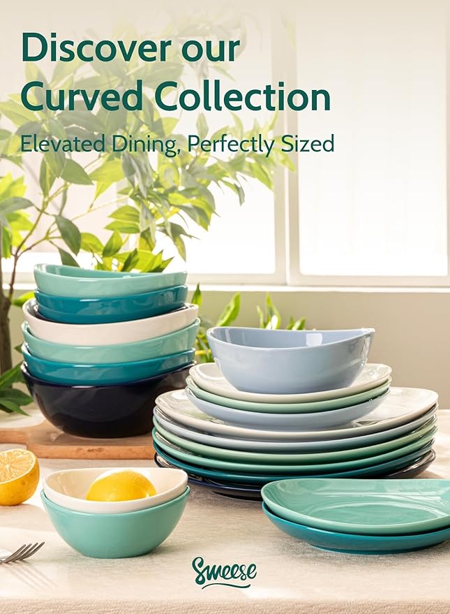 Sweese Porcelain Bowls Set - 5 Inch, 10 oz, Assorted Colors for Desserts, Soup, Rice, 6 Pack, Microwave Dishwasher Safe