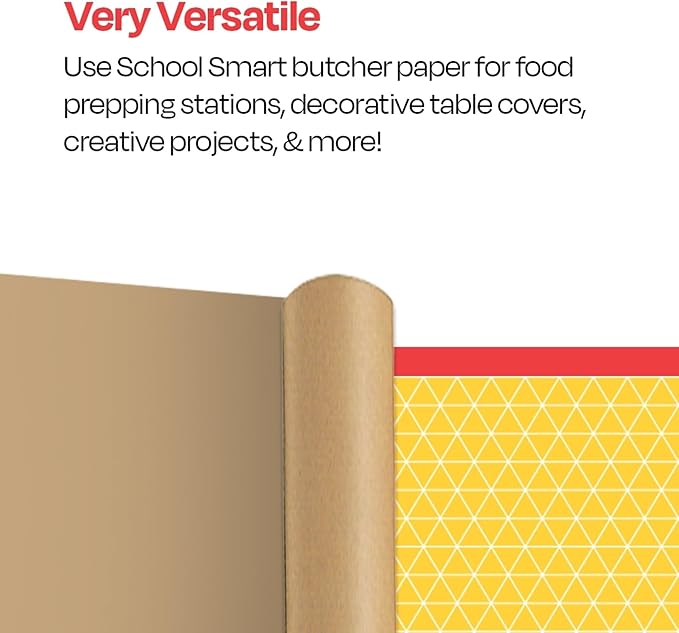 School Smart Butcher Kraft Paper Roll, 50 lbs, 24 Inches x 1000 Feet, Brown