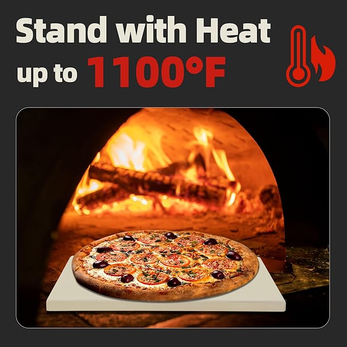 14" Square Pizza Stone, Heavy Duty Cordierite Pizza Pan for Grilling & Pizza Oven, High Temperature Resistant Baking Stone for Pizza, Bread, Meat