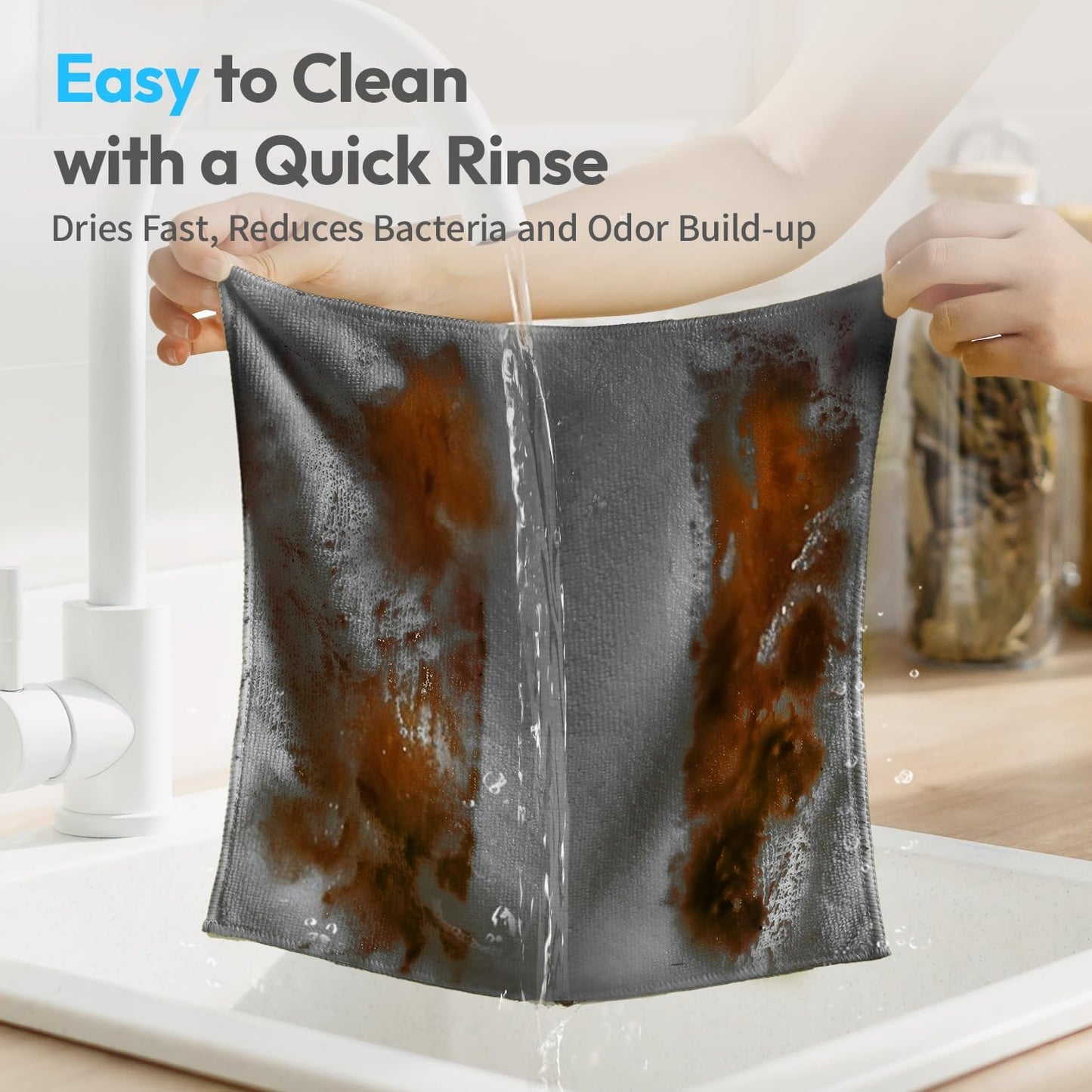 24Pack Microfiber Cleaning Cloths 12”x12” - Extra Thick Kitchen Towels - Streak-Free, Lint-Free, Fast Absorbent - Reusable Multi-Purpose Housekeeping Rags for Cars, Dishes, Floors, Tiles - Grey