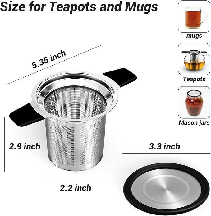 Tifanso Stainless Steel Tea Infuser Steeper Strainer for Loose Leaf Tea, Fine Mesh Reusable Diffusers Ball Bag Filter Holder with Heat Proof Handles for Teapots, Mugs, Cups