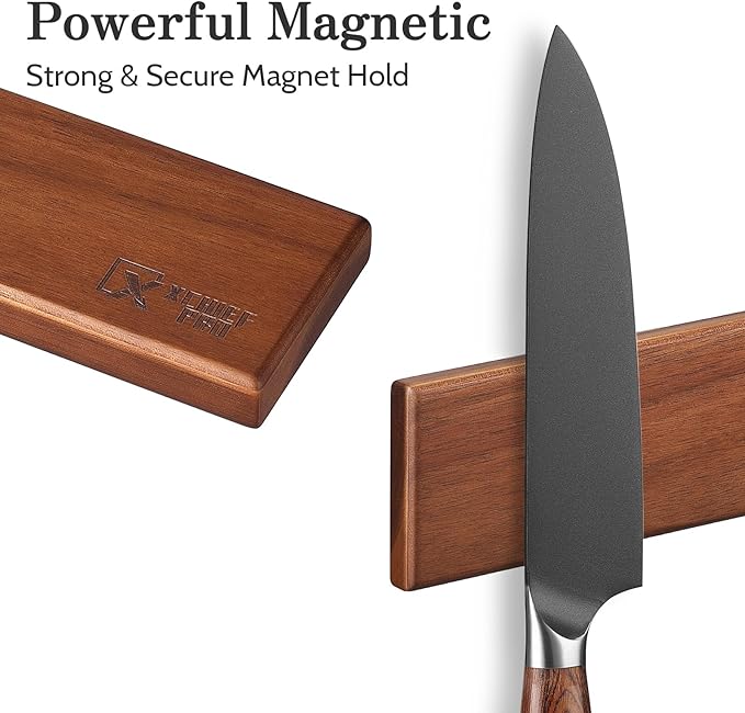 Kitchen Knife Set with Magnetic Holder, 4 Pieces Japanese High Carbon Stainless Steel Chef Cooking Knife Set, Ultra Sharp Professional Chef Santoku Utility Knives (Black)