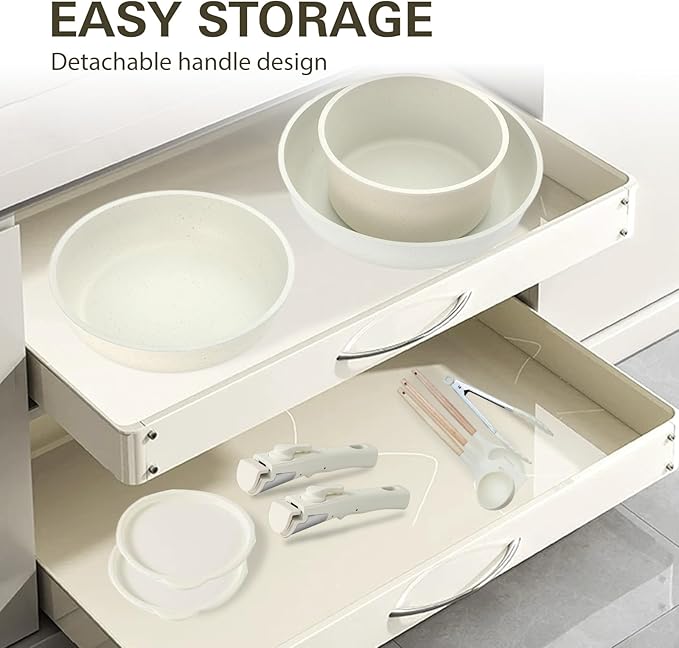 UCClife 17-Piece Nonstick Cookware Set, Family Kitchen Pots & Pans with Removable Handles, Oven & Dishwasher Safe, PFAS-Free for Everyday Cooking