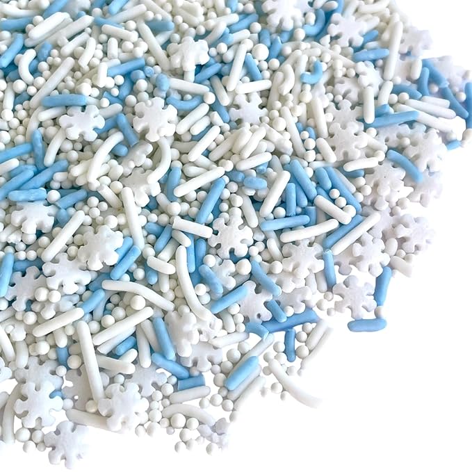 Manvscakes, Natural Sprinkles, No Artificial Dyes, Snowflake Edible Sprinkles, Holiday Cake Decorations, Dessert, Cookies, 3 ounces, Christmas Sprinkles, Winter Baking, Gluten Free, Blue Sprinkle