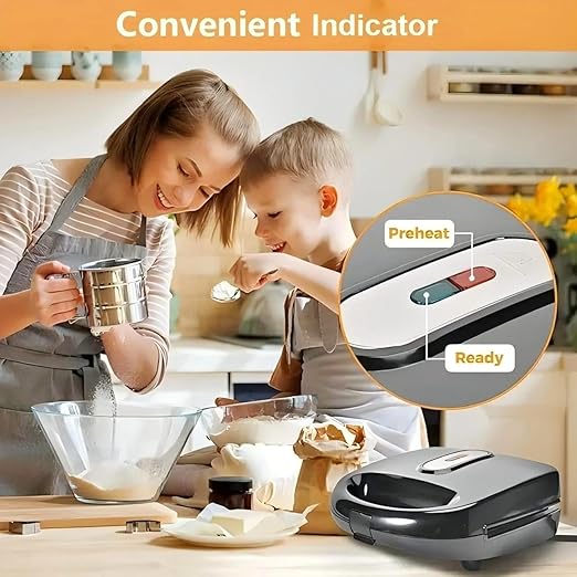 6 in 1 Waffle Maker, Sandwich Maker with Removable Plates, Donut Maker Dual-Sided Heating Non-Stick Plates, Walnut Cookie Maker, Multi Breakfast Maker for Grilled Cheese, Toast, Bread