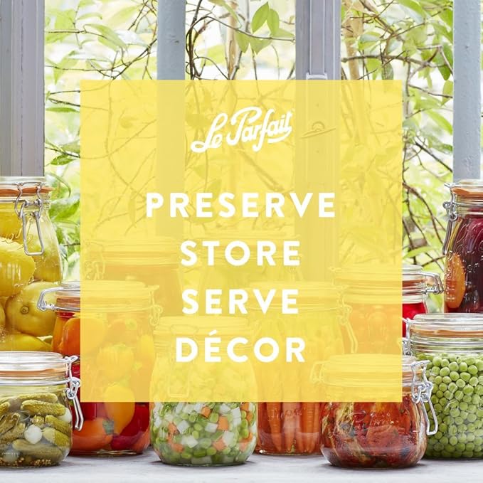 Le Parfait Super Jar, Canning Jars, 500mL French Glass Canning Jar w/Round Body, Glass Jars With Airtight Lid, Canning Jars Wide Mouth, Glass Jar w/Lid, Clear Jars, Clear Glass Jars (16oz/Pint, 1 pk)
