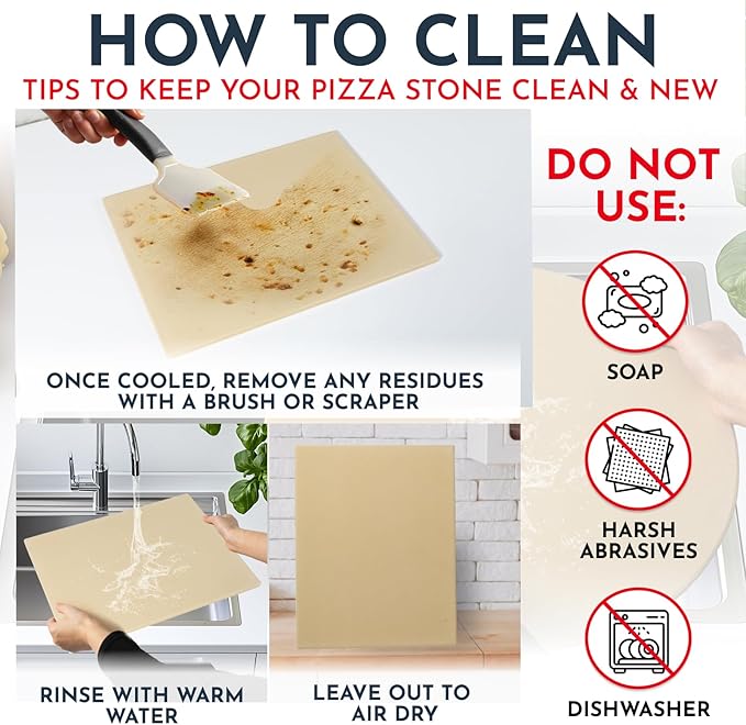 Pizza Stone for Oven Set - 15 x 12 inch Stone for Grill - 3PCS PizzaMaking Accessories - Large Pizza Oven Stones - Baking Stones for Bread and Pizzas