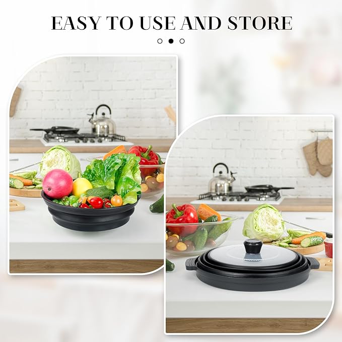 10.7 Inch Microwave Food Cover with Heat Insulation Mat, Anti-Scald Collapsible Microwave Splatter Cover, Multi-Functional as Colander & Fruit Plate, Dishwasher Safe, Ideal for Meal Prep (Transparent)