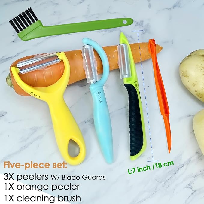 GANNK Vegetable Potato Peelers for Kitchen, Y Peeler for Apple Fruit Carrot Zucchini Cucumber Potatoes, Good Grip Veggie Peeler Makes Peeling Very Easy
