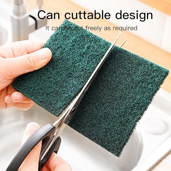 Heavy Duty Scour Pads Sponge Dish Scrubber Non-Scratch Green Reusable Household Scrub Pads for Kitchen and Dish Cleaning Tool (12Pcs)