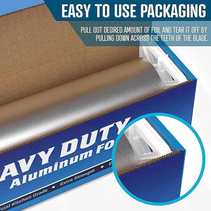Rhino Aluminum Heavy Duty Aluminum Foil | Rhino 12 x 350 sf Long Roll, 25 Microns Thick | Commercial Grade & Extra Thick, Strong Enough for Food Service Industry (Pack of 4)