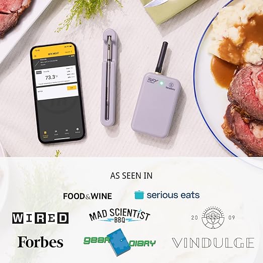 RFX | Smart Wireless Meat Thermometer | Wi-Fi & Radio Frequency | Stronger Signal Than Bluetooth | Meat Probe for Use in Smoker, Grill, BBQ, Oven - 6-Probe Kit