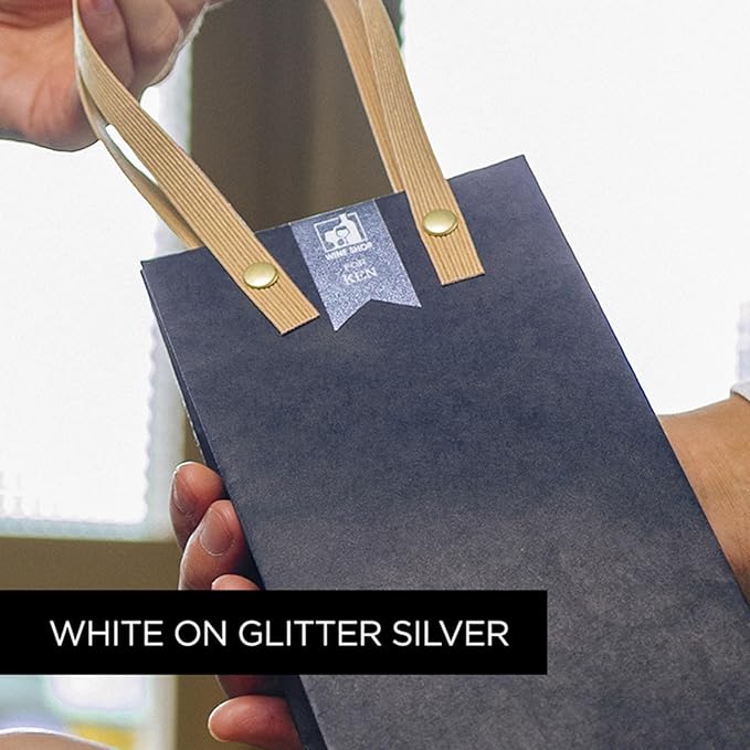 Brother Genuine P-touch TZe-PR935 White Print on Premium Glitter Silver Laminated Tape 12mm (0.47”) wide x 8m (26.2’) long, TZEPR935