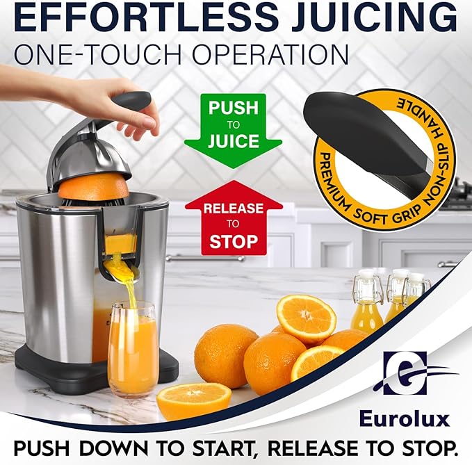 Eurolux Electric Citrus Juicer Power Pro - With 300 Watts of Power, This is The Most Powerful Juicer, for an Easy Smooth Juicing Experience | with Its New Updated Design