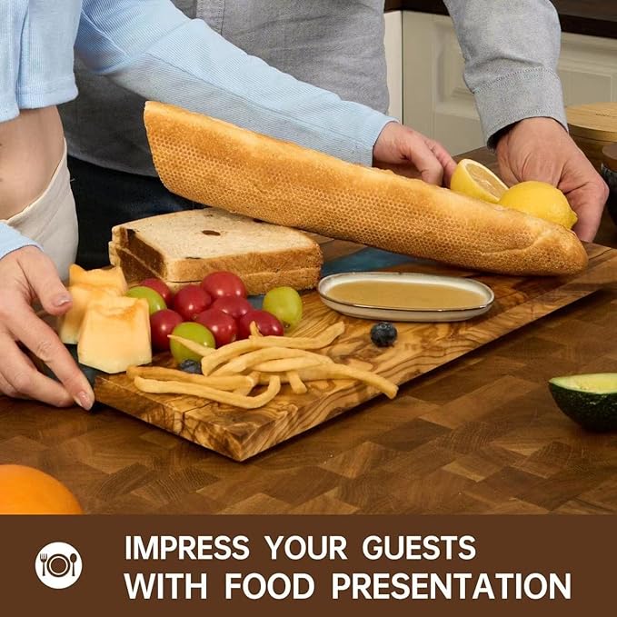 Italian Olive Wood luxury Cheese board with Resin, Charcuterie board, Chopping and Cutting Board for Meat Vegetable & Fruit, Wooden Epoxy Serving Board (White)