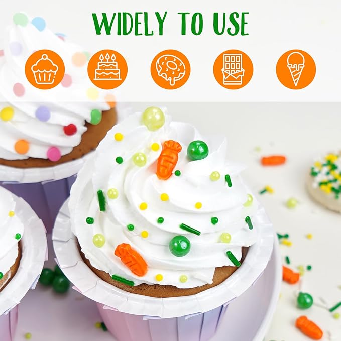 Green Sprinkles for Cake Decorating, Edible Spring Sugar Carrots, Sprinkles for Baking Cupcake, Cake Decoration, Easter, Holiday, Wedding Party, 150g/5.29oz