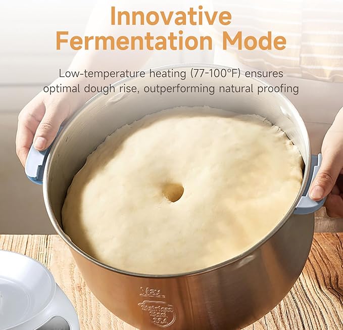 Joydeem Electric Dough Maker with Ferment Function, Microcomputer Timing, Face-up Touch Panel, 6.6Qt, 304 Stainless Steel, JD-HMJ7L