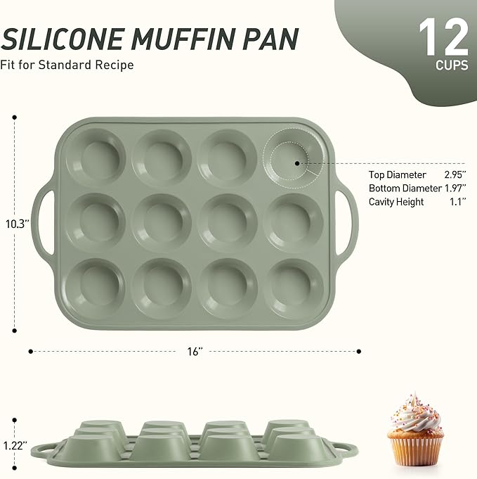 12 Cups Silicone Muffin Pan with Metal Reinforced Frame Cupcake Pan Tray Egg Molds Parents Stepdad Pawpaw Who Want Nothing Everything Future Groom Bride Law Christmas Xmas Happy Birthday Gifts Ideal