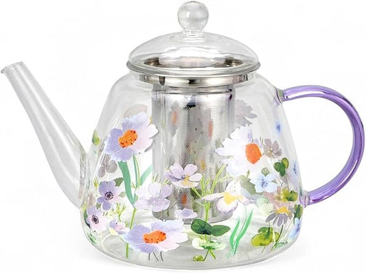 Heat-Resistant Glass Teapot with Infuser (Chamomile)