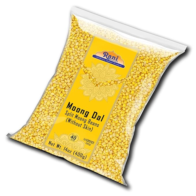 Rani Moong Dal (Split Mung Beans Without Skin) Lentils Indian 14oz (400g) ~ All Natural | Gluten Friendly | Non-GMO | Kosher | Vegan | Indian Origin