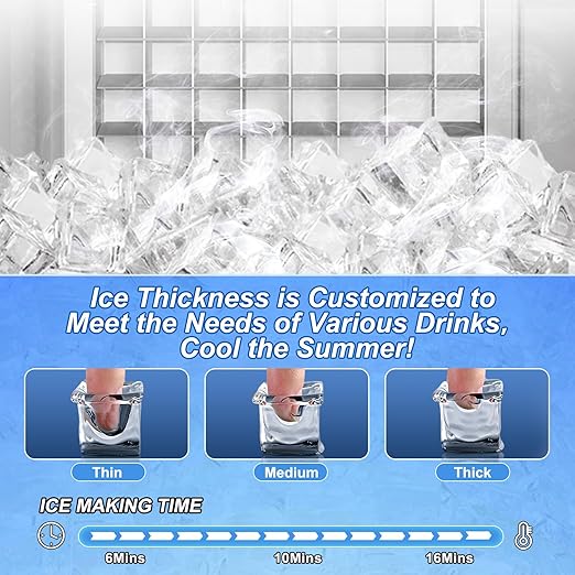 120LB/Day Commercial Under Counter Ice Maker with Smart LCD & Customizable Ice – Under Counter Freestanding, Built 25LBS Ice Storage 6-Min Quick Cycle, Energy Efficient