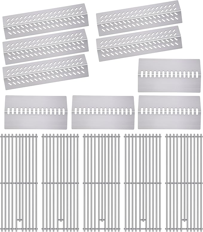 9MM 16517 Grill Grates 16GA Grill Heat Plates for 16631 16520 Bull Grill Replacement Parts, BBQ Bull Brahma 5 Burner 57568, 57569, 57568CE, 57568AGA, 57569CE, 57569AGA, Stainless Steel Grids