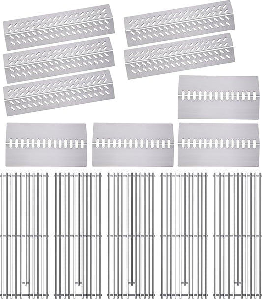 9MM 16517 Grill Grates 16GA Grill Heat Plates for 16631 16520 Bull Grill Replacement Parts, BBQ Bull Brahma 5 Burner 57568, 57569, 57568CE, 57568AGA, 57569CE, 57569AGA, Stainless Steel Grids
