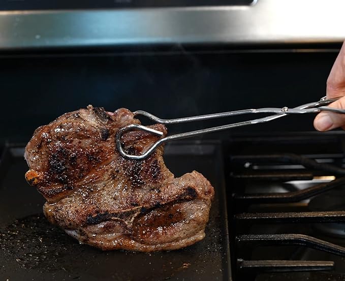 9-Inch and 11-Inch Heavy Duty Stainless Steel Kitchen Tongs - Comfortable Ergonomic Grip, Scissor Design, Heat Resistant for BBQ and Cooking