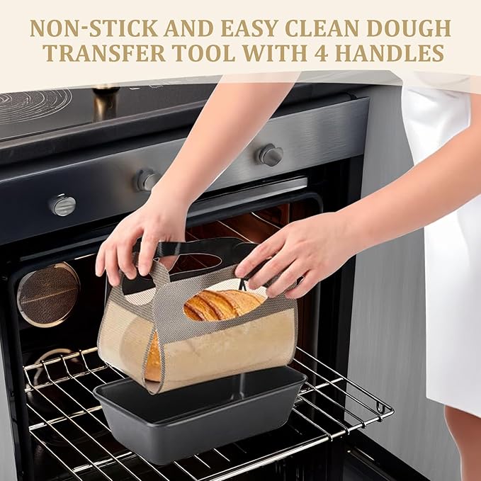 2 Pack Silicone Bread Sling with Handles – Non-Stick Baking Mat Fits 9x5" or 1.5LB Loaf Pans | Reusable, Easy Clean | Perfect for Homemade Bread, Cake, Meatloaf | Bakers & Home Cooks,19"x15"