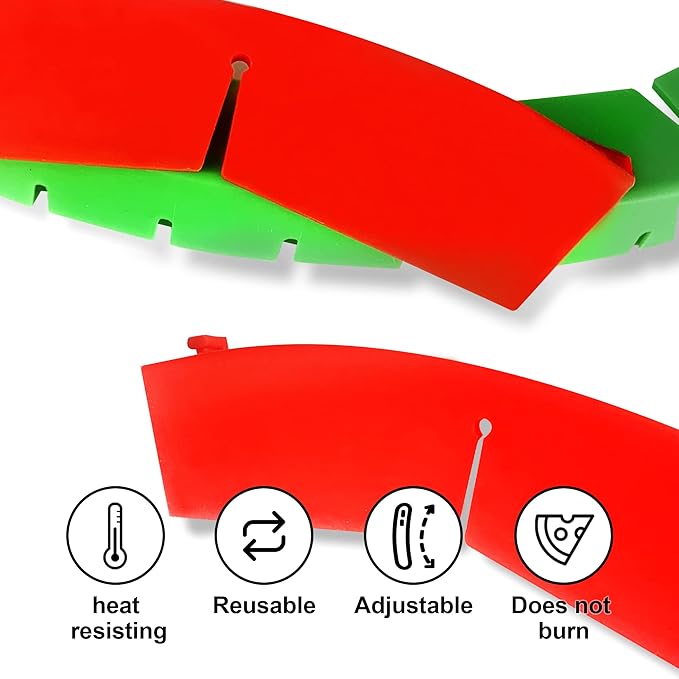 2 Pack Adjustable Silicone Crust Shield, BPA-free Pie Crust Protector Cover Kitchen Tool for Baking Pizza, Fit 8-10.7 Inch Pies - Dishwasher Safe (Red)