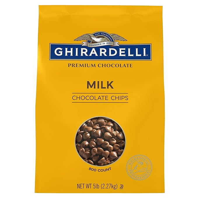 Ghirardelli Chocolate Company Milk Chocolate Chips 800 per lb, 5lb. Bag (Pack of 1)