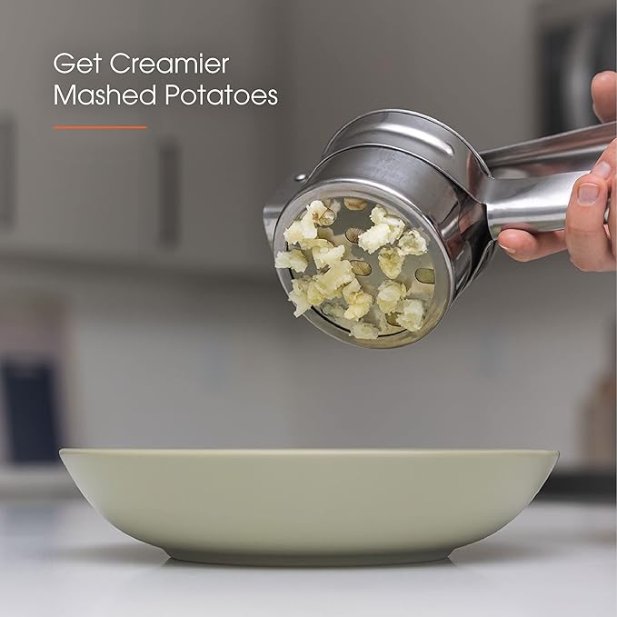 Potato Ricer with Stainless Steel Potato Peeler and 3 Interchangeable Discs | 15 oz Stainless Steel Potato Masher, Kitchen Gadget for Potatoes, Potato Ricer Kitchen Tool by Savver